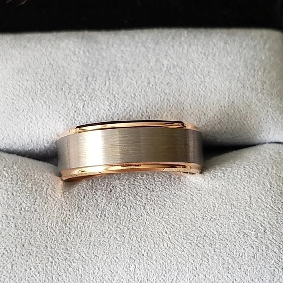 Men’s Rose Gold Plated & Silver Tungsten R… - Picture 3 of 3